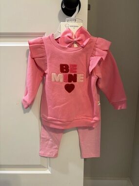 Be Mine Pink Ruffle Sleeve Toddler Sweatshirt Set